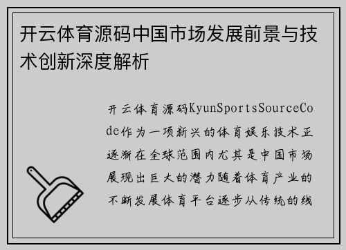 开云体育源码中国市场发展前景与技术创新深度解析